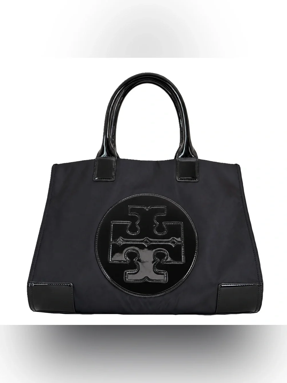 Tory Burch Ella black nylon & leather large tote